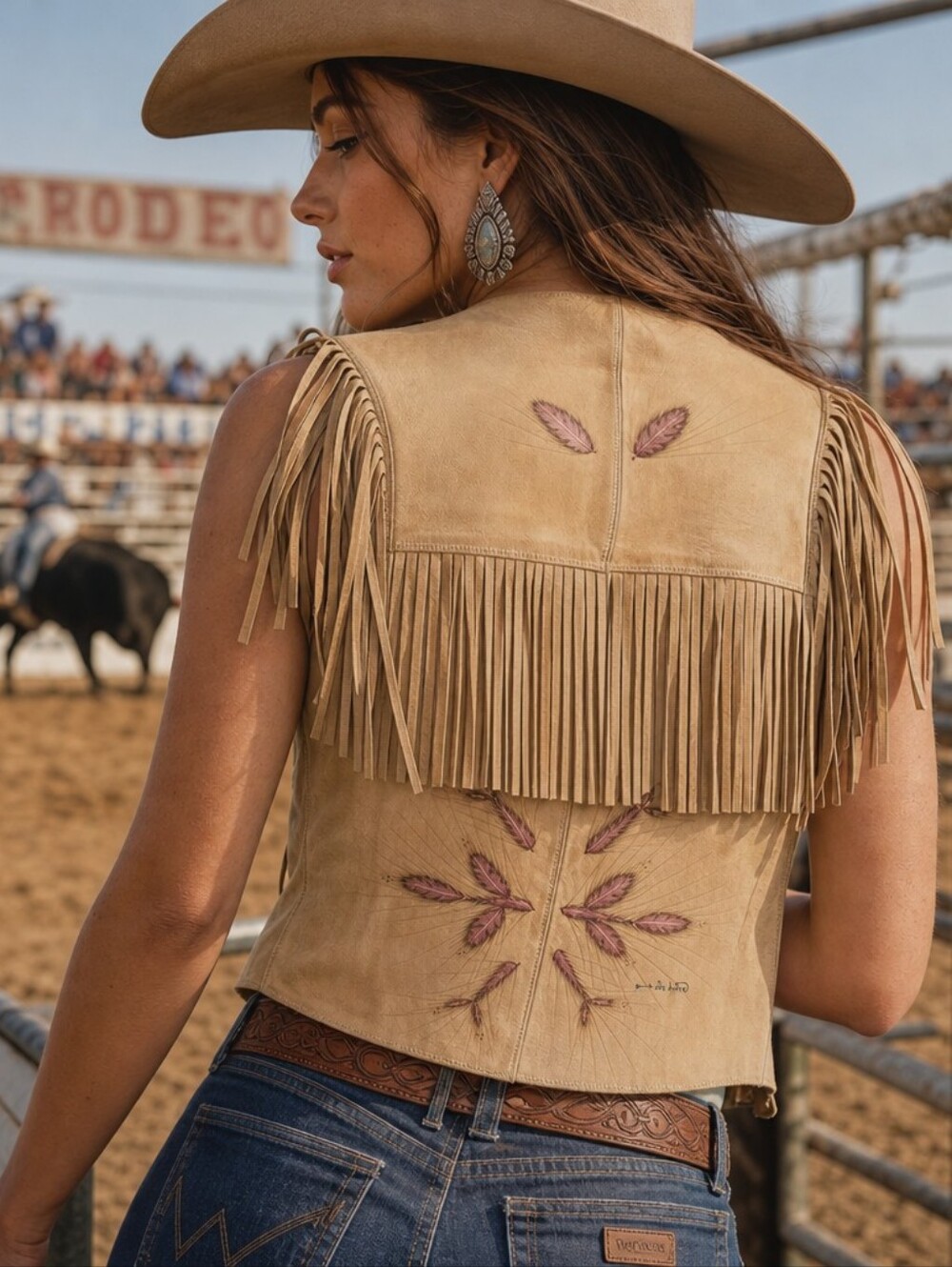 Jos Binne Deerskin Leather Fringe Vest – Feather Art – Boho Western
